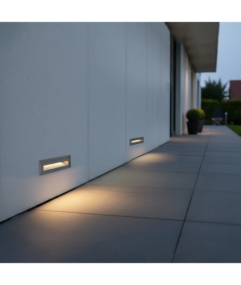 kelvo® STEPART KLV-101-0087 Χωνευτό Φωτιστικό Σκαλοπατιού - Διαδρόμου LED 6W 750lm 45° AC 220-240V Αδιάβροχο IP65 Θερμό Λευκό 2700K - Lumileds SMD Chip & TÜV SÜD Driver - Γκρι Ανθρακί Ματ - Μ21 x Π5.5 x Υ6.5cm  - Q20.3 x 5.6cm - 5 Χρόνια Εγγύηση